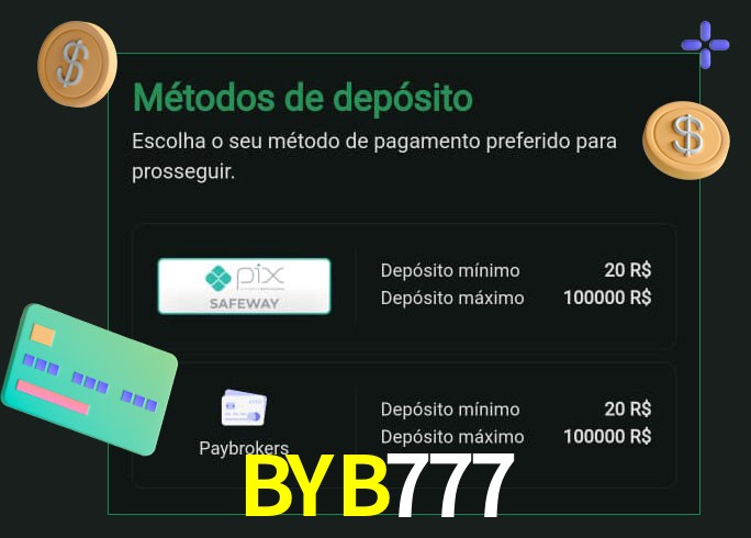 O cassino BYB777bet oferece uma grande variedade de métodos de pagamento